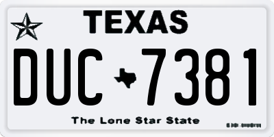 TX license plate DUC7381