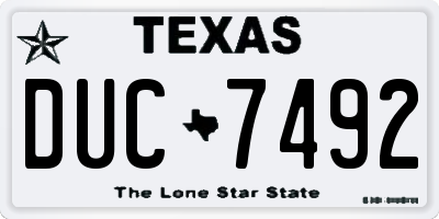 TX license plate DUC7492