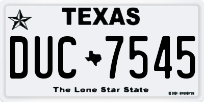 TX license plate DUC7545