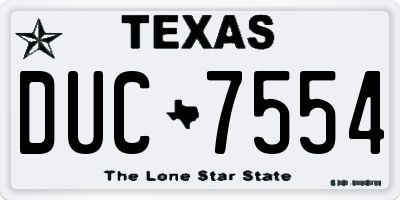 TX license plate DUC7554