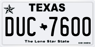 TX license plate DUC7600
