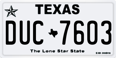 TX license plate DUC7603