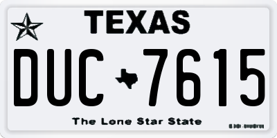 TX license plate DUC7615