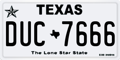 TX license plate DUC7666