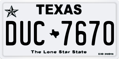 TX license plate DUC7670