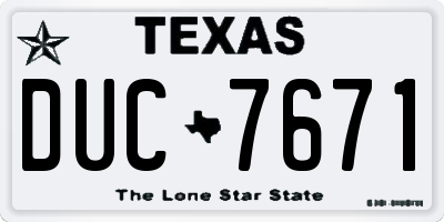 TX license plate DUC7671