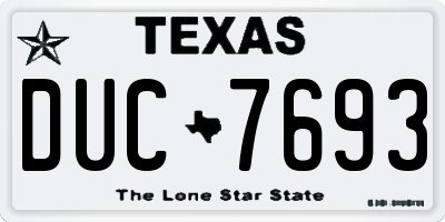 TX license plate DUC7693