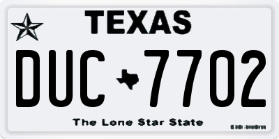 TX license plate DUC7702