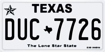 TX license plate DUC7726