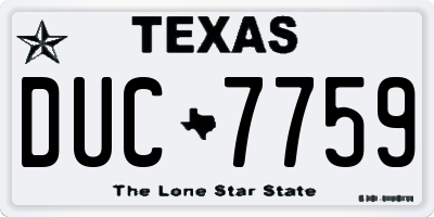 TX license plate DUC7759