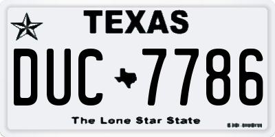 TX license plate DUC7786