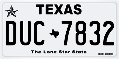TX license plate DUC7832