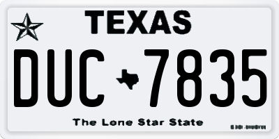 TX license plate DUC7835