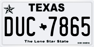 TX license plate DUC7865