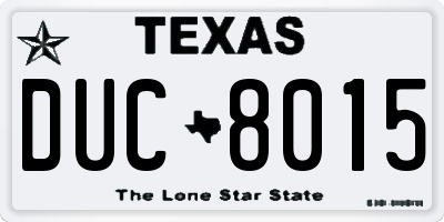 TX license plate DUC8015