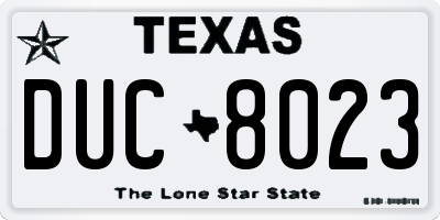 TX license plate DUC8023
