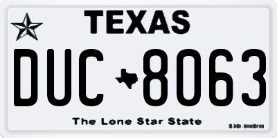 TX license plate DUC8063