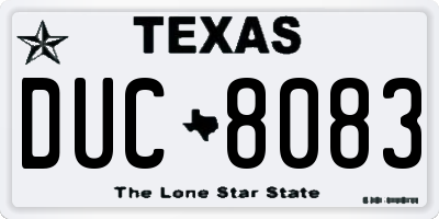 TX license plate DUC8083