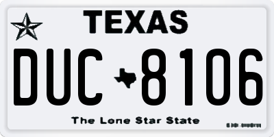 TX license plate DUC8106