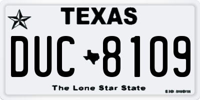 TX license plate DUC8109