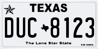 TX license plate DUC8123