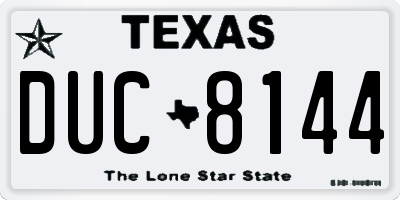 TX license plate DUC8144