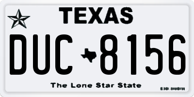 TX license plate DUC8156