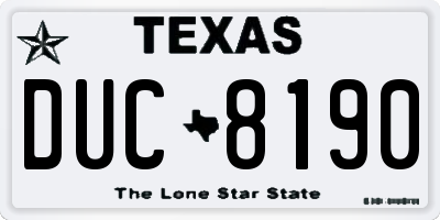 TX license plate DUC8190