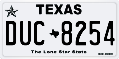 TX license plate DUC8254