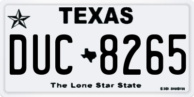 TX license plate DUC8265