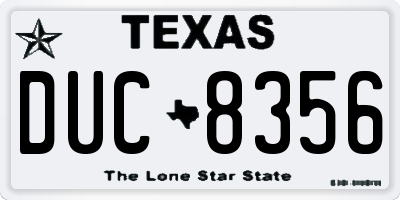 TX license plate DUC8356