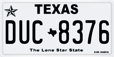 TX license plate DUC8376
