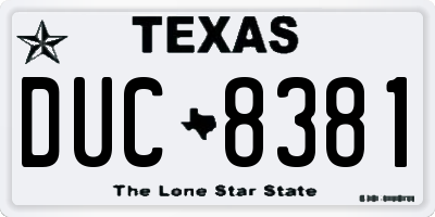 TX license plate DUC8381