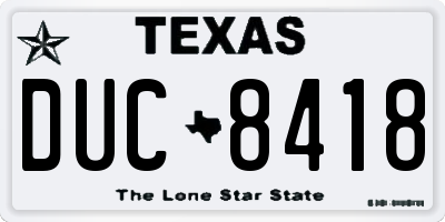 TX license plate DUC8418