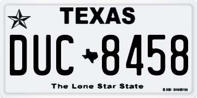 TX license plate DUC8458