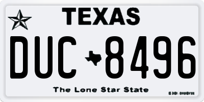 TX license plate DUC8496