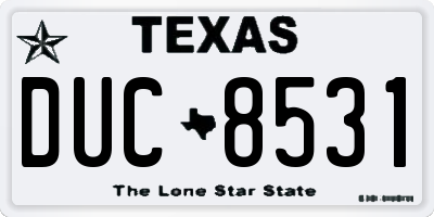 TX license plate DUC8531