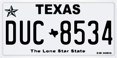 TX license plate DUC8534