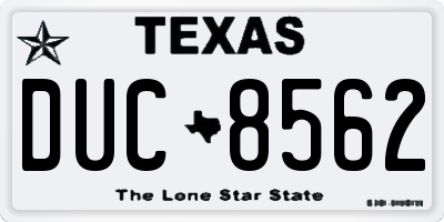 TX license plate DUC8562