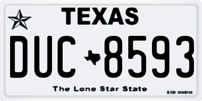 TX license plate DUC8593