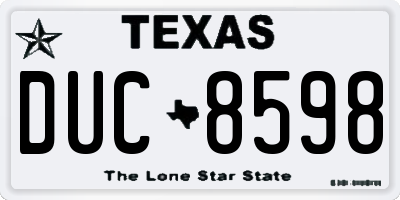 TX license plate DUC8598