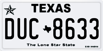 TX license plate DUC8633