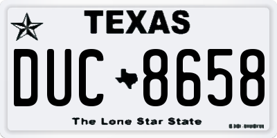 TX license plate DUC8658