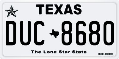 TX license plate DUC8680