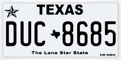 TX license plate DUC8685