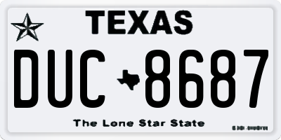 TX license plate DUC8687