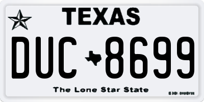 TX license plate DUC8699