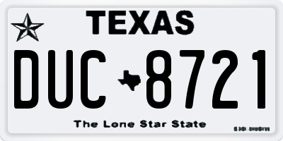TX license plate DUC8721
