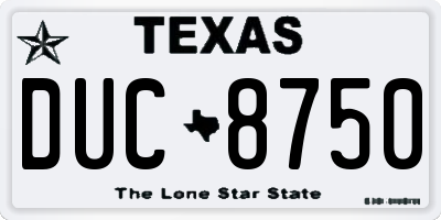TX license plate DUC8750