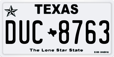 TX license plate DUC8763